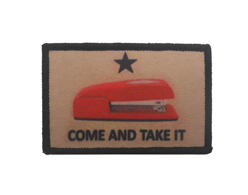 COME AND TAKE IT TEXAS STAPLER 3D BADGE EMBROIDERED HOOK LOOP PATCH /01