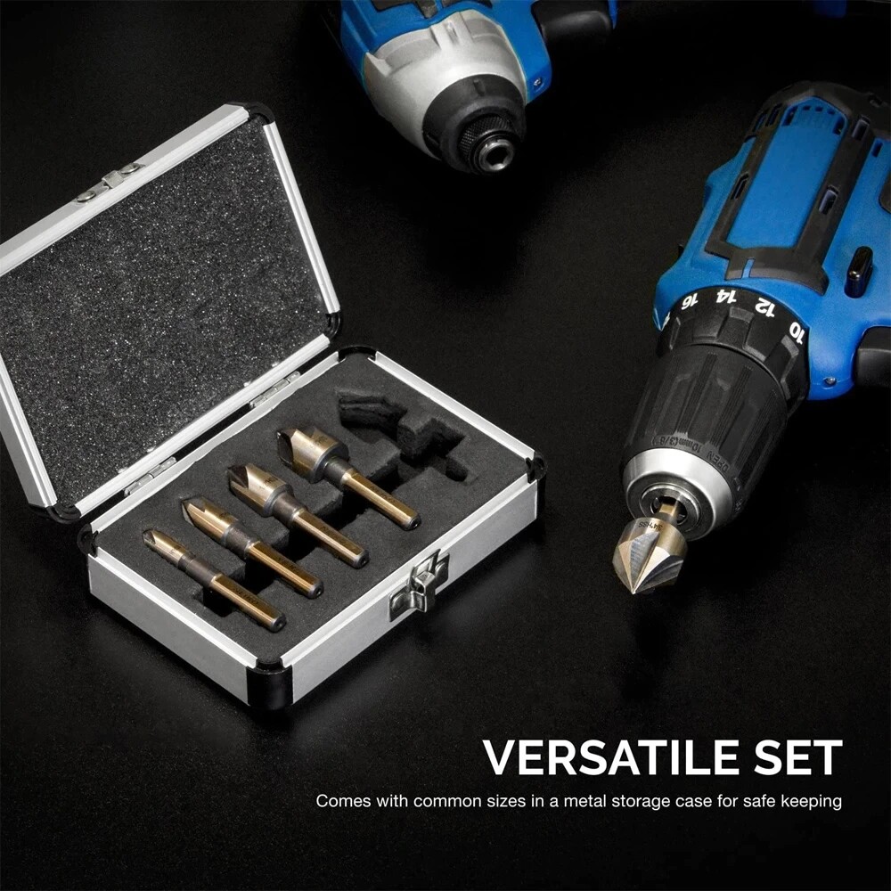 5pcs HSS Industrial Countersink Drill Bit Set Counter Sink Chamfer Angle US Ship