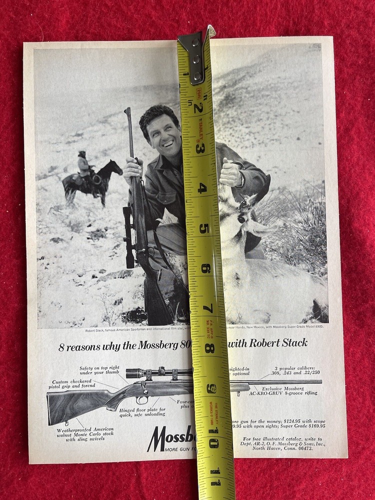 Vintage 1968 Print Ad Mossberg 800 Rifle Robert Stack Actor Advertisement