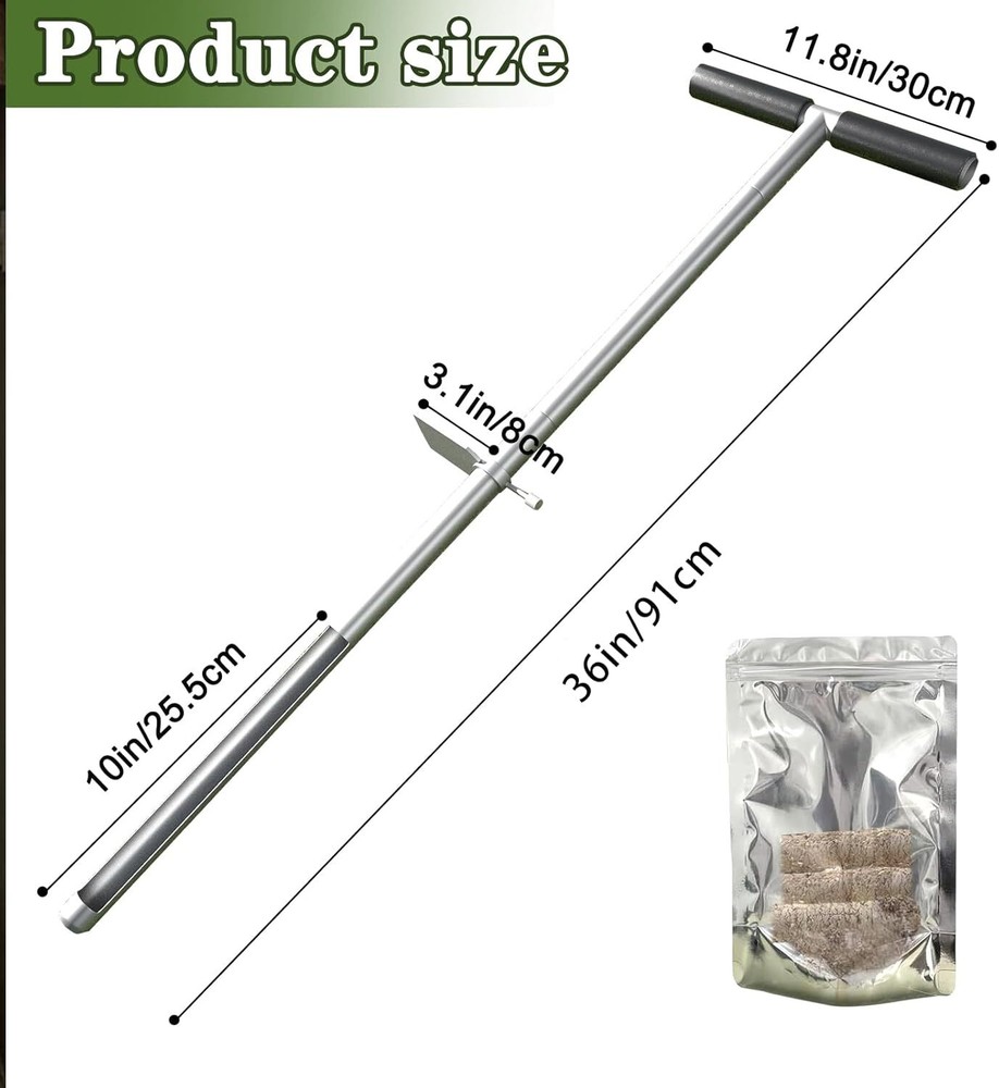 36” Soil Sample Probe Stainless Steel T-Handle Soil Sample Test Kit