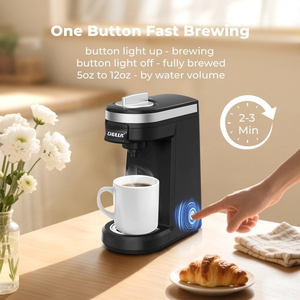 800W Mini Coffee Machine - Auto Shut-off & One Button Operation for 12oz Brew