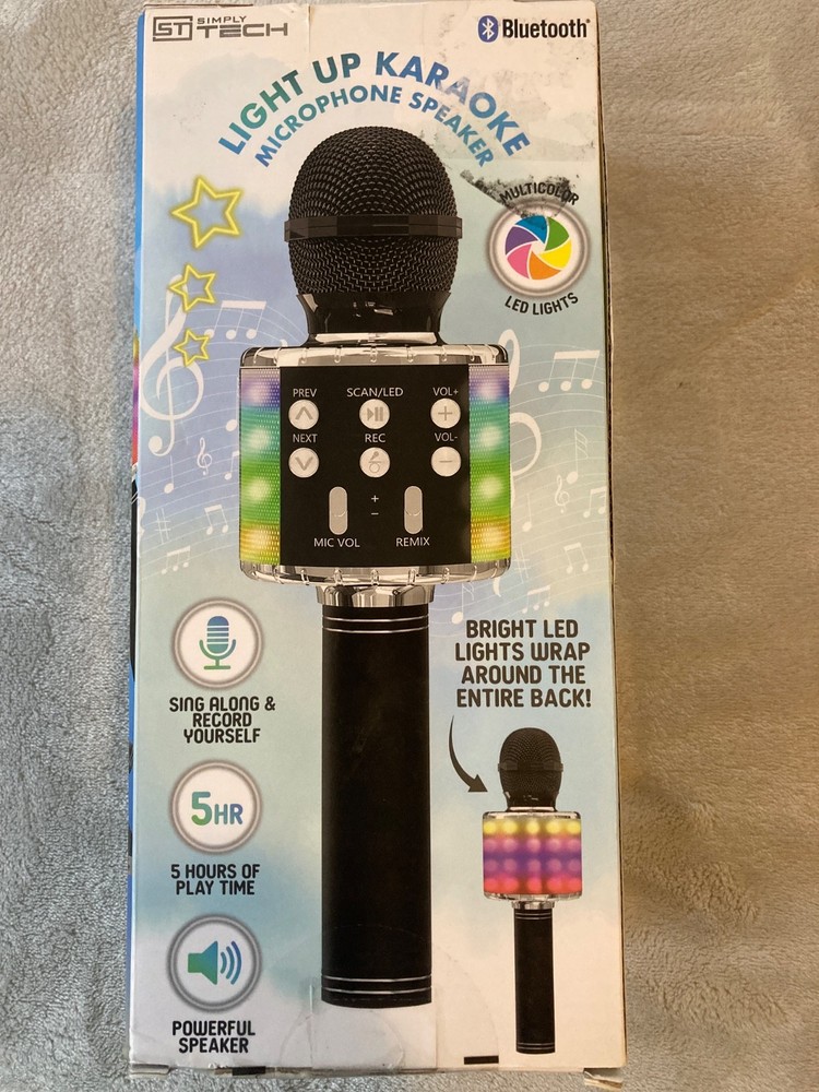 Simply Tech Light Up Karaoke Microphone Speaker Multicolor Bluetooth