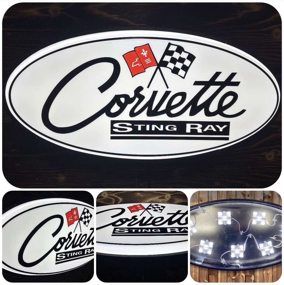 Corvette Sting Ray 32" Backlit LED Oval Sign