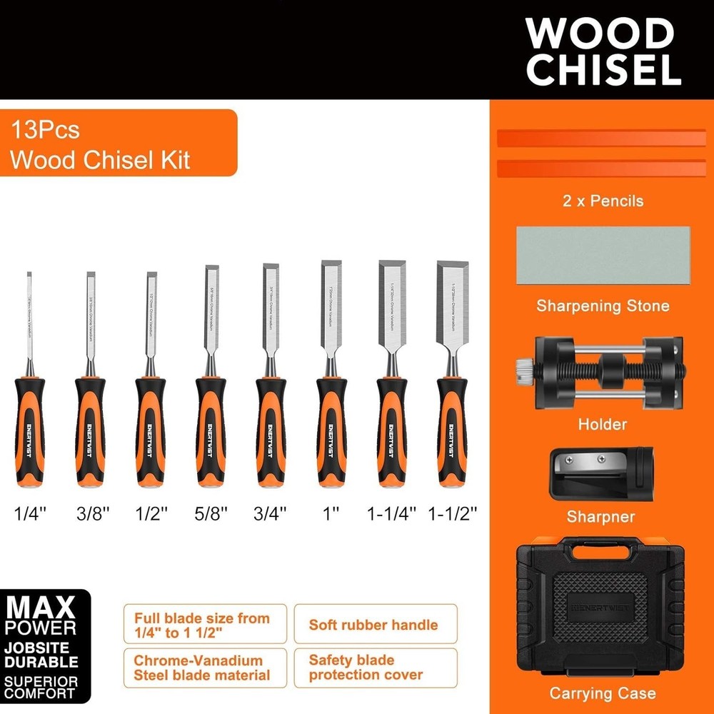 13pcs Wood Chisel Set, Premium Woodworking Chisel Sets