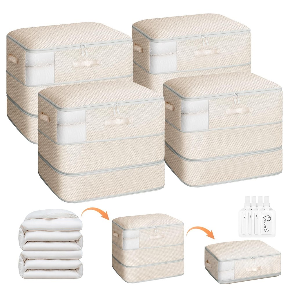4 Pack Compression Storage Bags - 110L Large Capacity Comforter Storage Bag, ...
