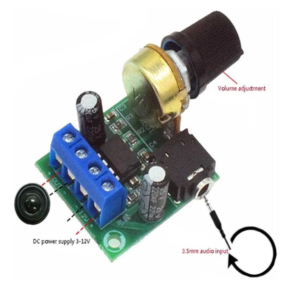 5 Pack Volume LM386 Mini Mono Audio Power Amplifier Board DC3V~12V Module