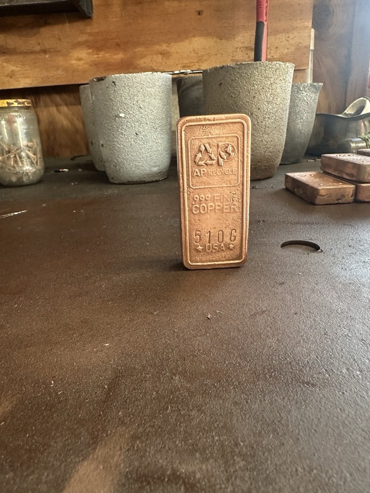 1 lb hand poured copper bar