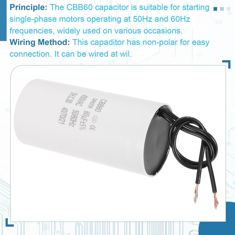 60uF CBB60 Running Capacitor, Run Capacitor,White