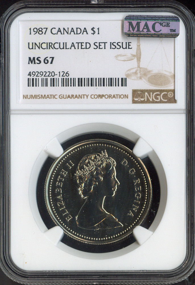 1987 Canada Dollar $1 NGC MS67 MAC - Quality
