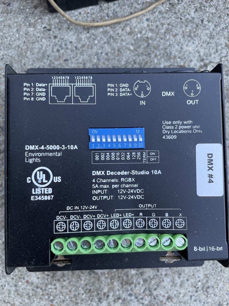Environmental Lights DMX-4-5000-3-10A Studio 4 Channel DMX Decoder, 3-Pin XLR