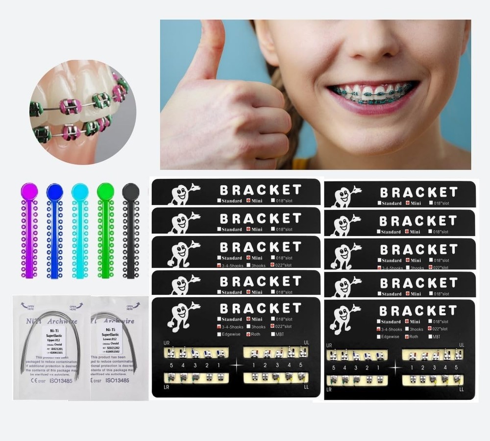 Orthodontic Teeth Brackets Mini Roth Bondable Braces Kit with Hooks and Multiple