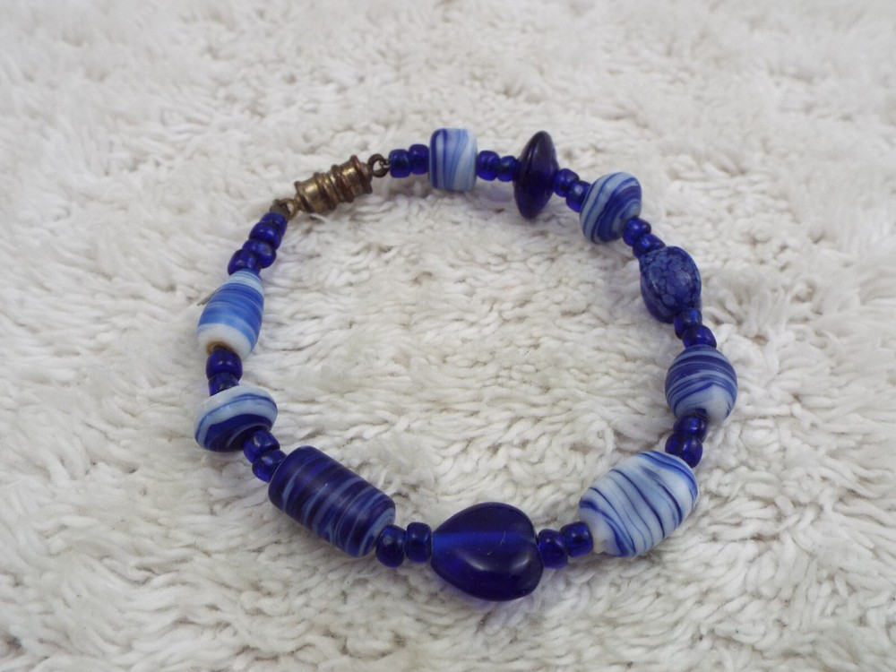 Blue Glass Bead Bracelet