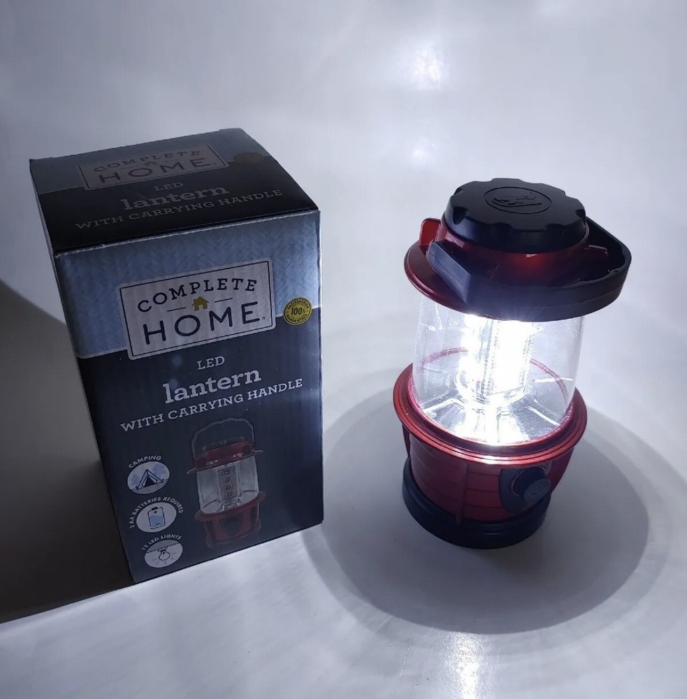 Complete Home LED Lantern Light with Carrying Handle Red Adjustable Brightness
