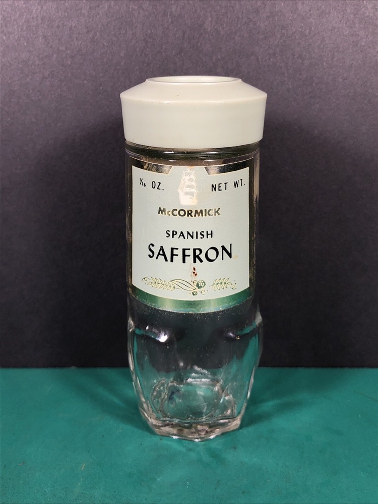 Vintage McCormick | Spanish Saffron | Spice Jar | Green Lid | Empty
