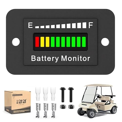 Universal Golf Cart Battery Meter - 12V-72V LED Voltage Indicator with IP65