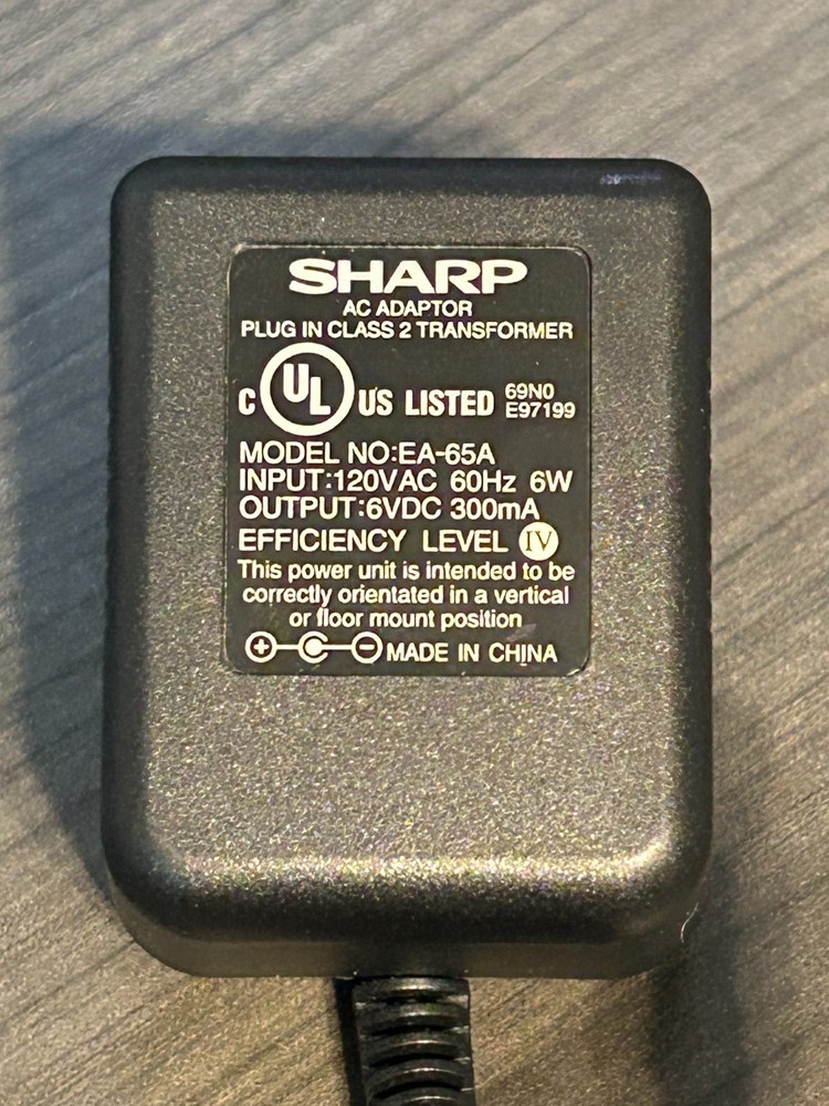 Sharp EA-65A Power Supply Adaptor AC/DC Adapter Charger