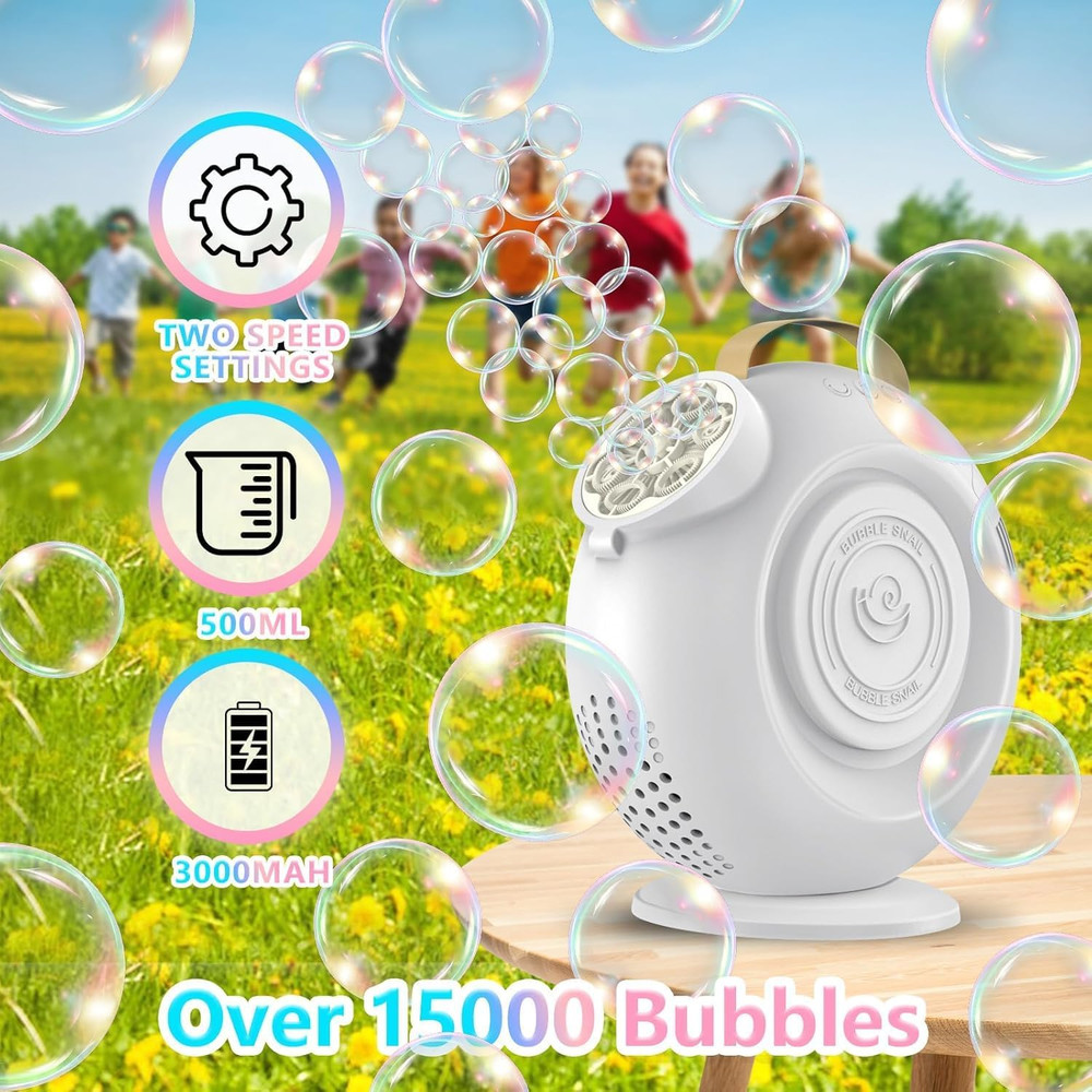 Automatic Bubble Machine for Kids & Toddlers, Rechargeable 15000+ Bubbles per Mi