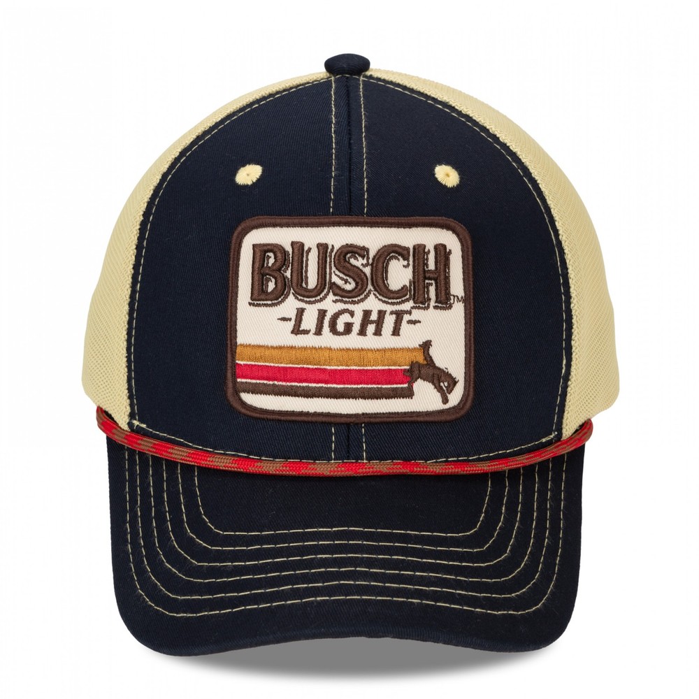 Busch Light Striped Cowboy Embroidered Patch Hat Multi-Color