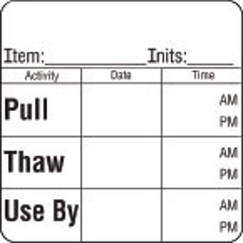 Pull/Thaw/Use by Labels White Freezer Black Imprint - 2"L x 2"H 500 Per Roll