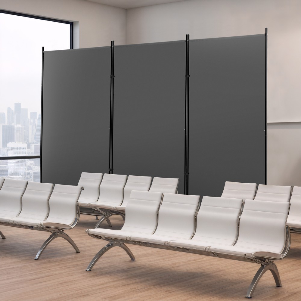 Room Dividers 3 Panel Privacy Screen Easy to move & Secure for Home Office Grey