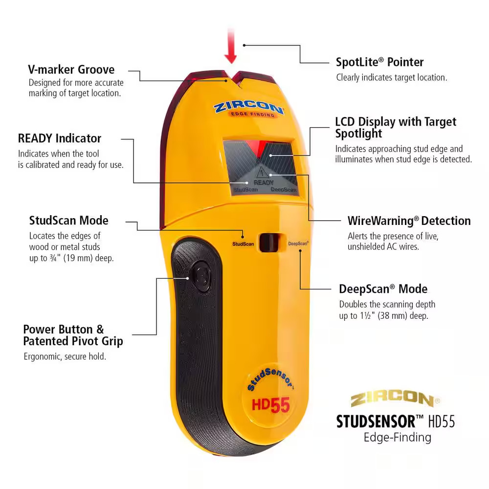 Studsensor HD55 Stud Finder with 3 In. Pocket Level