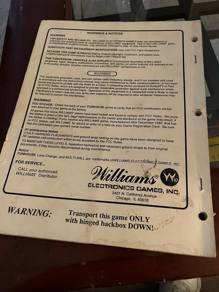 Fun House Pinball Manual