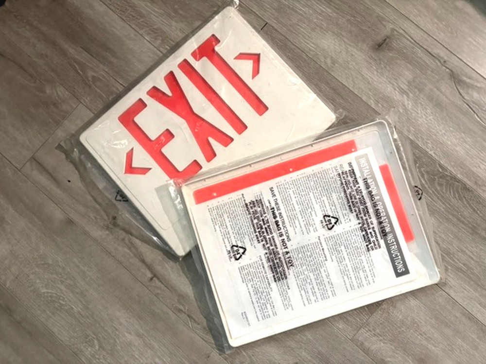 2 Emergency EXIT Sign Covers 13 x 10 Plastic Replacement Covers NEW in Package