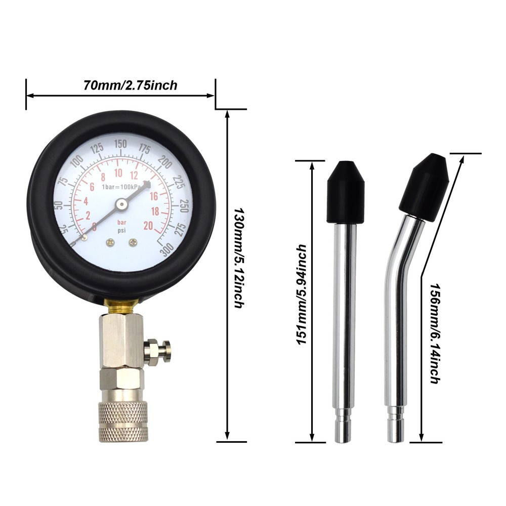 Cylinder Leak Down Tester Petrol Engine Compression Leakage Detector Tool Kit US