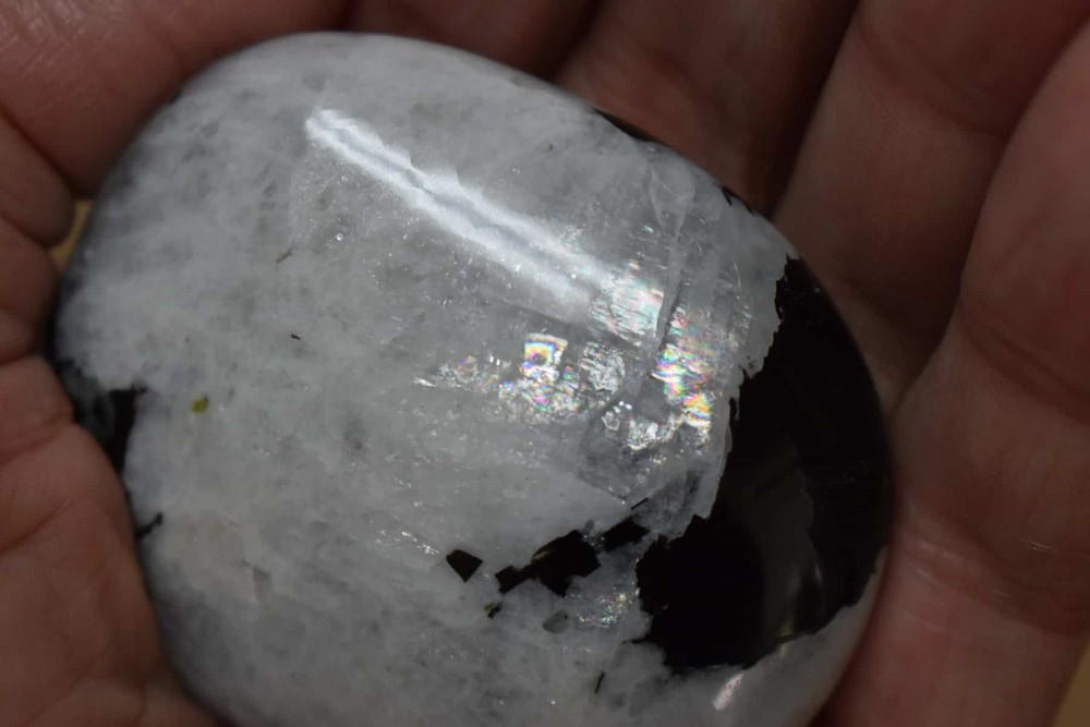 Rainbow Moonstone Palm Stone #11