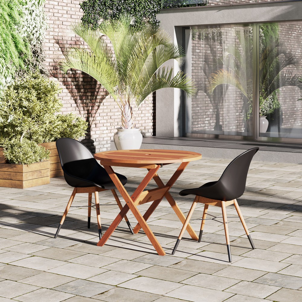 Amazonia Chatelus 3-Piece Outdoor Dining Set | Eucalyptus | Ideal for Patios
