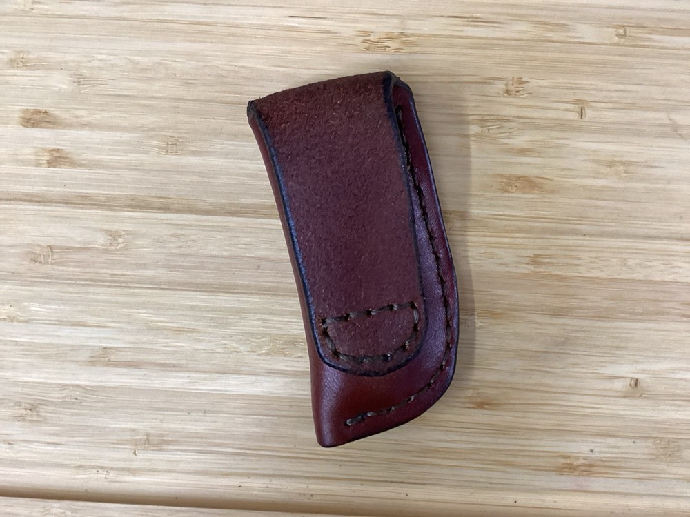 Trapper Size Leather Folding Knife Belt Loop Sheath (Sheath Only)