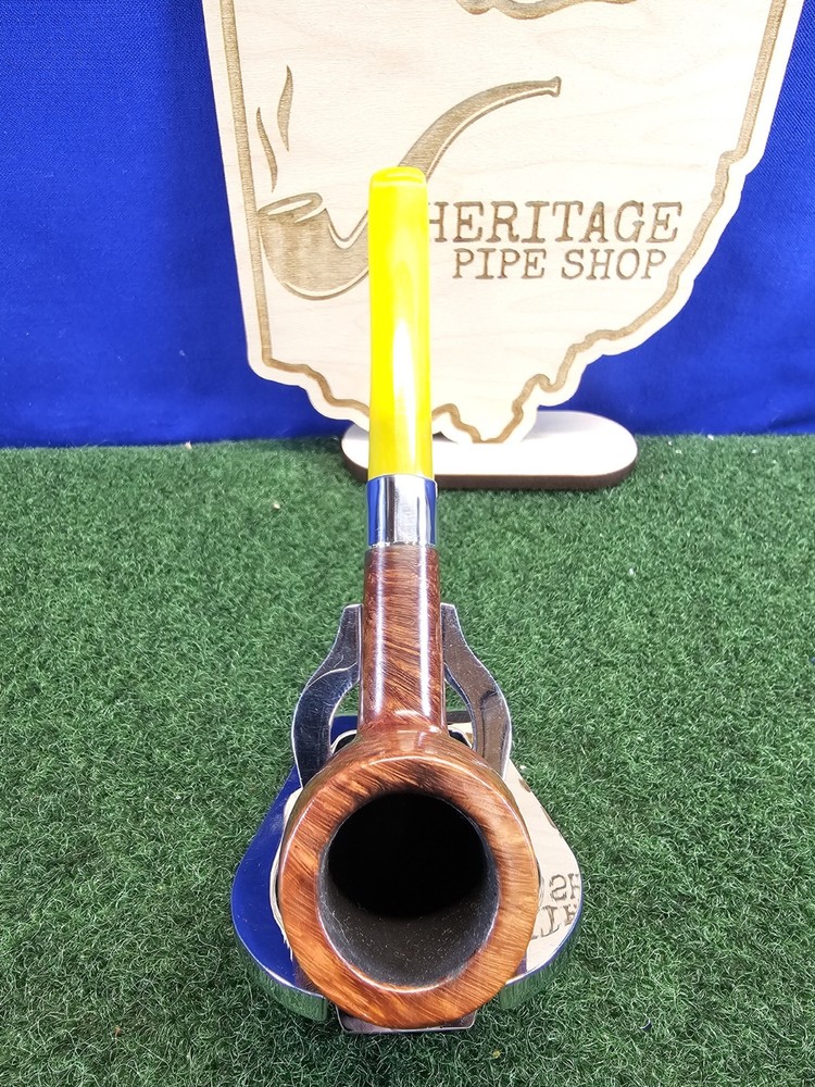 AGE Straight Smooth Billiard Banded Restored Briar Pipe, Replacement Stem, Case