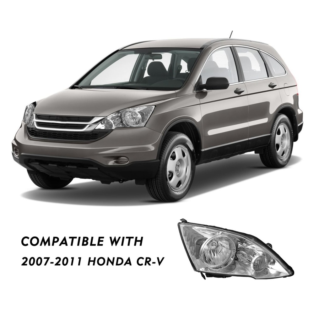 Headlight Assembly for 2007-2011 CR-V Chrome Clear Reflector Driver Passenger