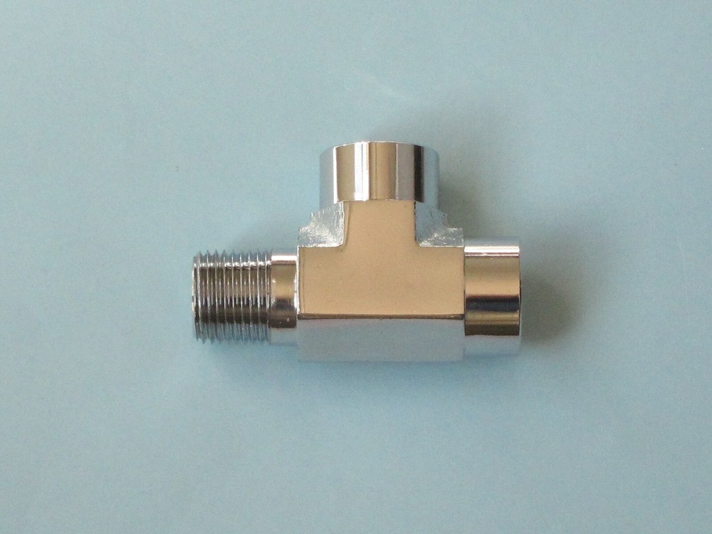 Lowrider Hydraulics 3/8" FFM Run Tee fitting Kit, Chrome & Polished, 1 unit