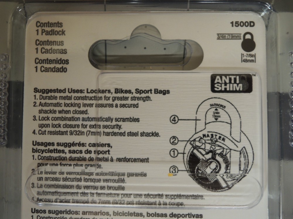 (4) Master Lock 1500D Locker Lock Combination Padlocks, Black - NEW