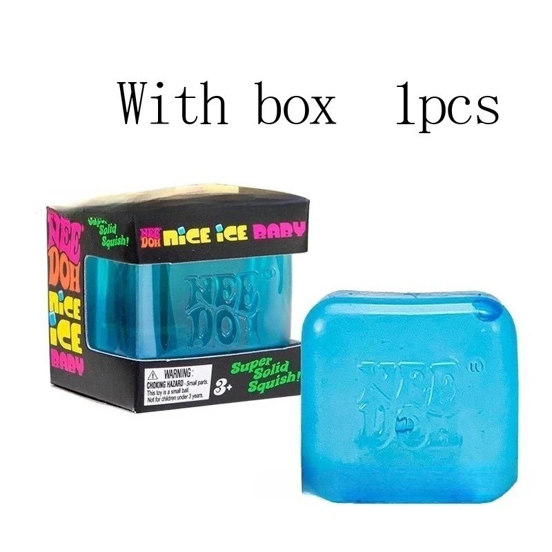 Needoh Nice Cube Sensory Squeeze Toy with Super Solid Squish 2.25" Cube Blue