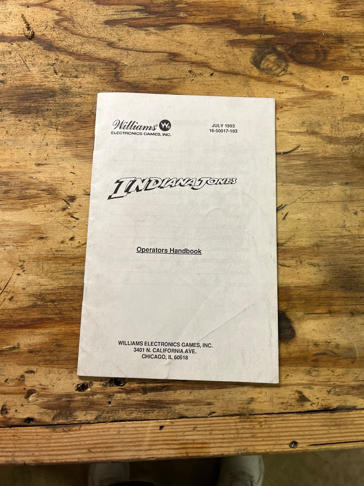 Indiana Jones Pinball Operator Handbook