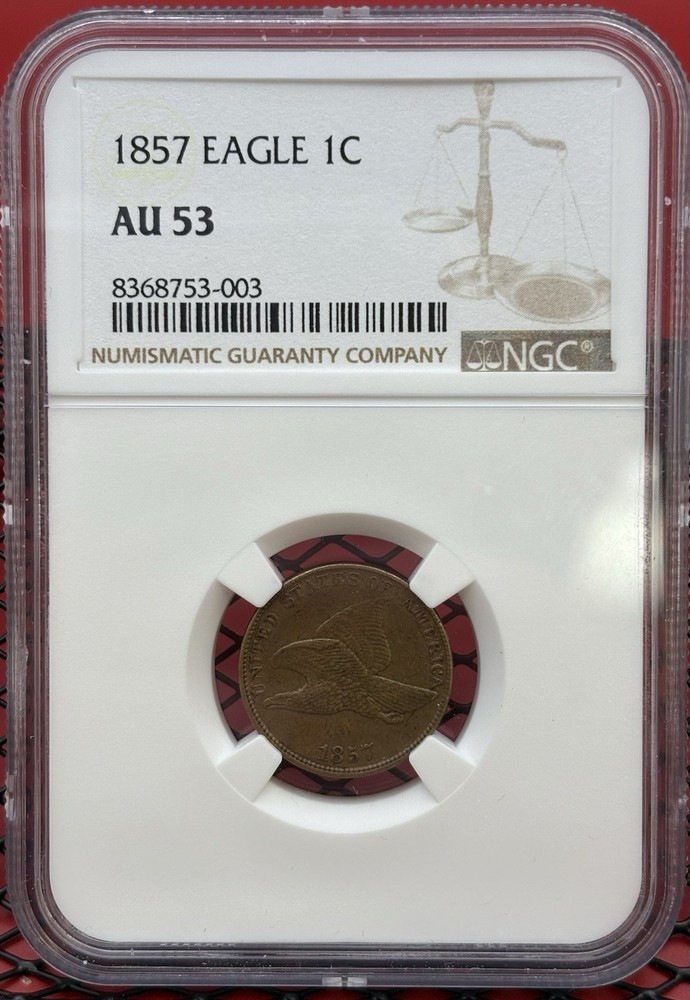 1857 Flying Eagle Cent 1C AU53