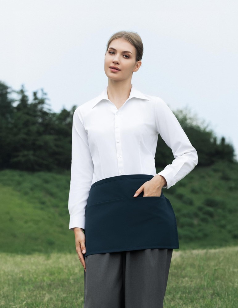 Half Waist Apron with Split Front Pockets – Adjustable Short Apron for Bar