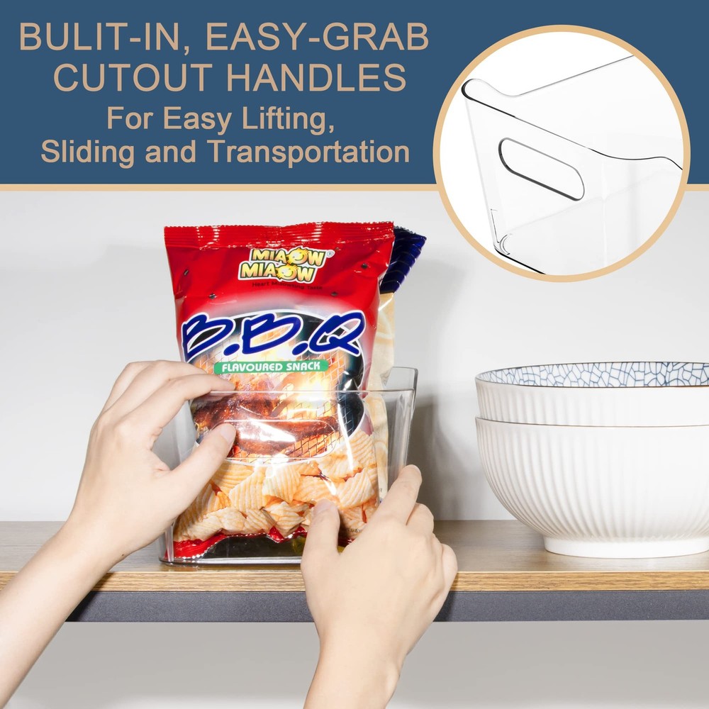 12 Pack Plastic Storage Bins, Multi-Use Organizer Bins, Pantry Organizer, Cle...