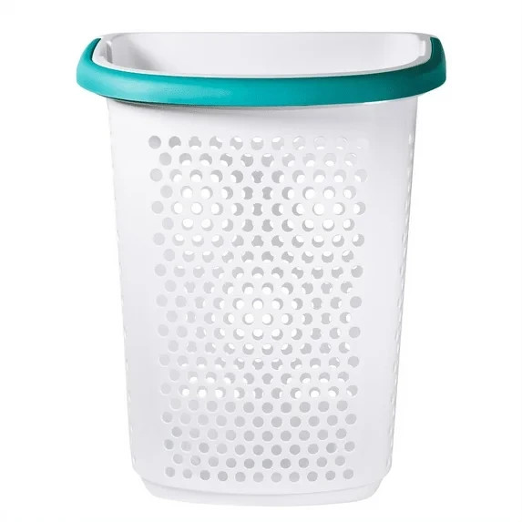 Home Logic 2 Bushel Rolling Plastic Laundry Hamper with Pop-up Handle, White