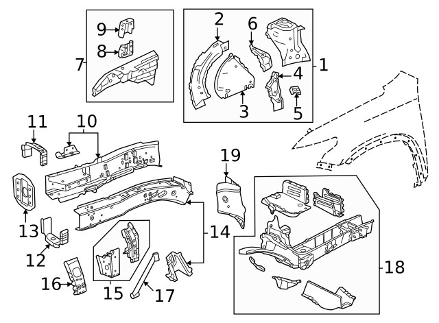 Genuine GM Passenger Side Frame Rail End 84461490