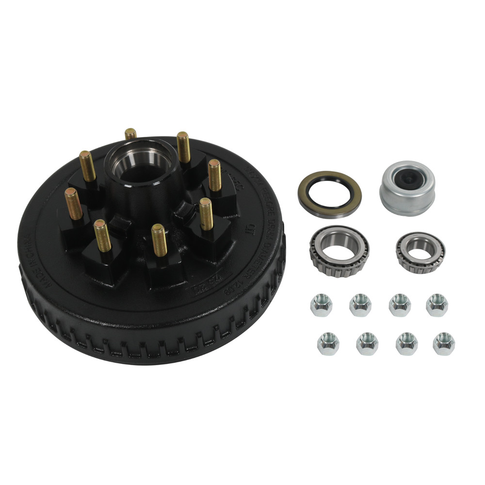 HD 12" X 2" Trailer Brake Drum Kit 8 on 6.5" for 7K-8K Lbs Axle with 9/16" Studs