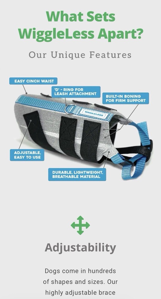Wiggleless Back Brace for Dogs with IVDD- Size Medium