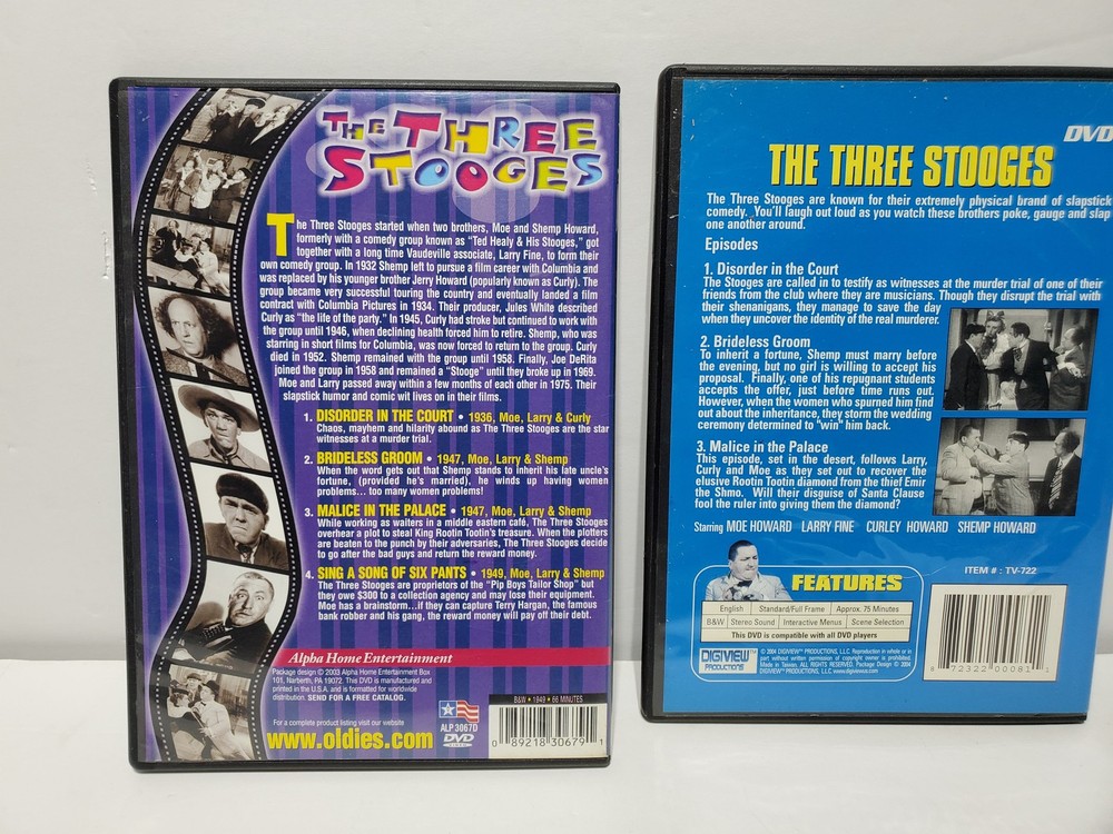 The Three Stooges DVD Set 7 Episodes Classic Comedy Black Cases