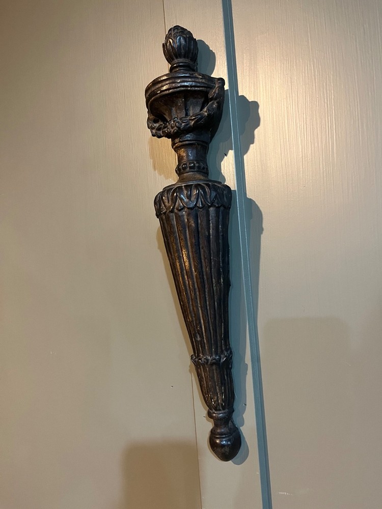 Pair Antique Wall Sconces Decorative Carved Classical Style