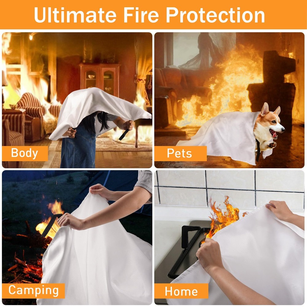 Fire Blanket for Emergency Fire Suppression for Kitchen Car Camping