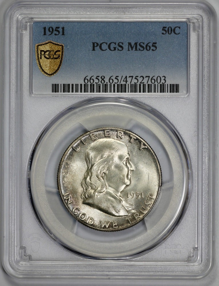 1951 Franklin 50c Silver Half Dollar PCGS MS 65