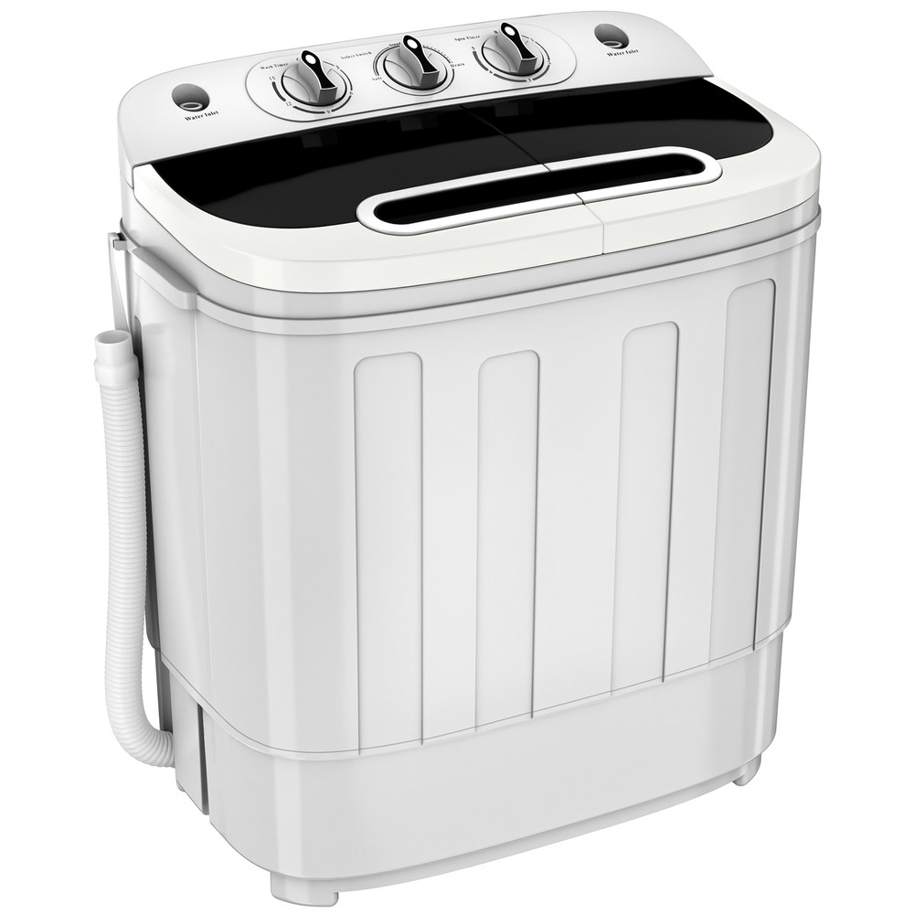 Compact Twin Tub Washing Machine Gravity Drainage Spin-Dry Laundry Washer