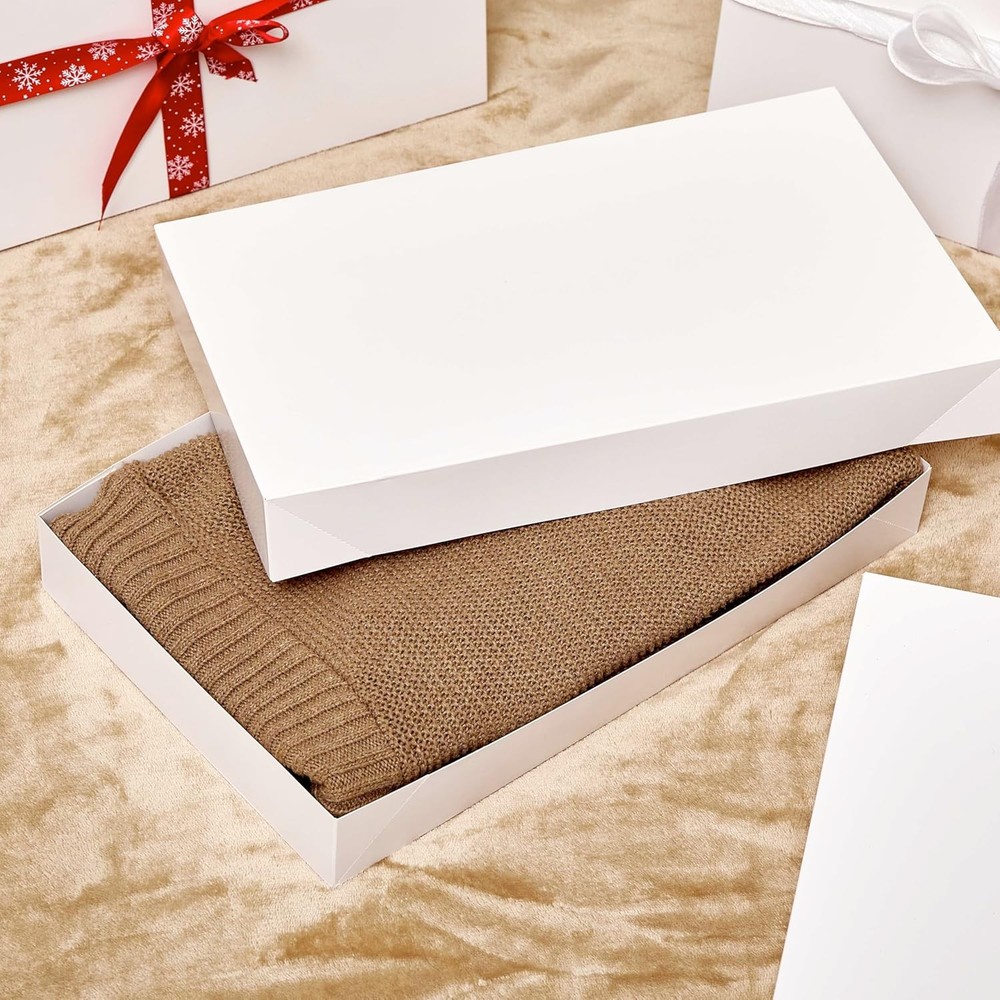 6 Pack 14" Large White Gift Boxes With Lids For Clothes Presents